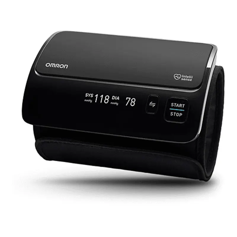 Tensiometro de brazo automatico sin tubo con detector de error de movimiento y latido irregular con bluetooth app Omron Connect